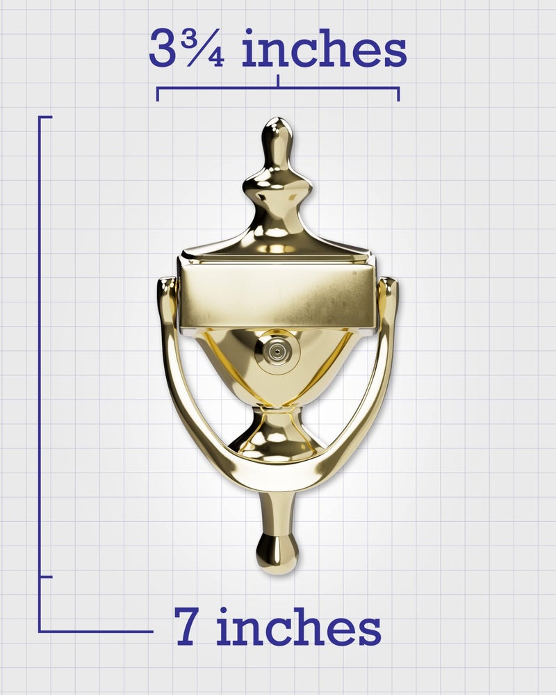 Hardware Essentials 852395 Bright Brass Door Knocker with Viewer, 7in, 1 Piece - Image 5